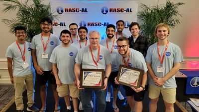 Members of Project Draupnir celebrate their winn at NASA RASC-AL forum