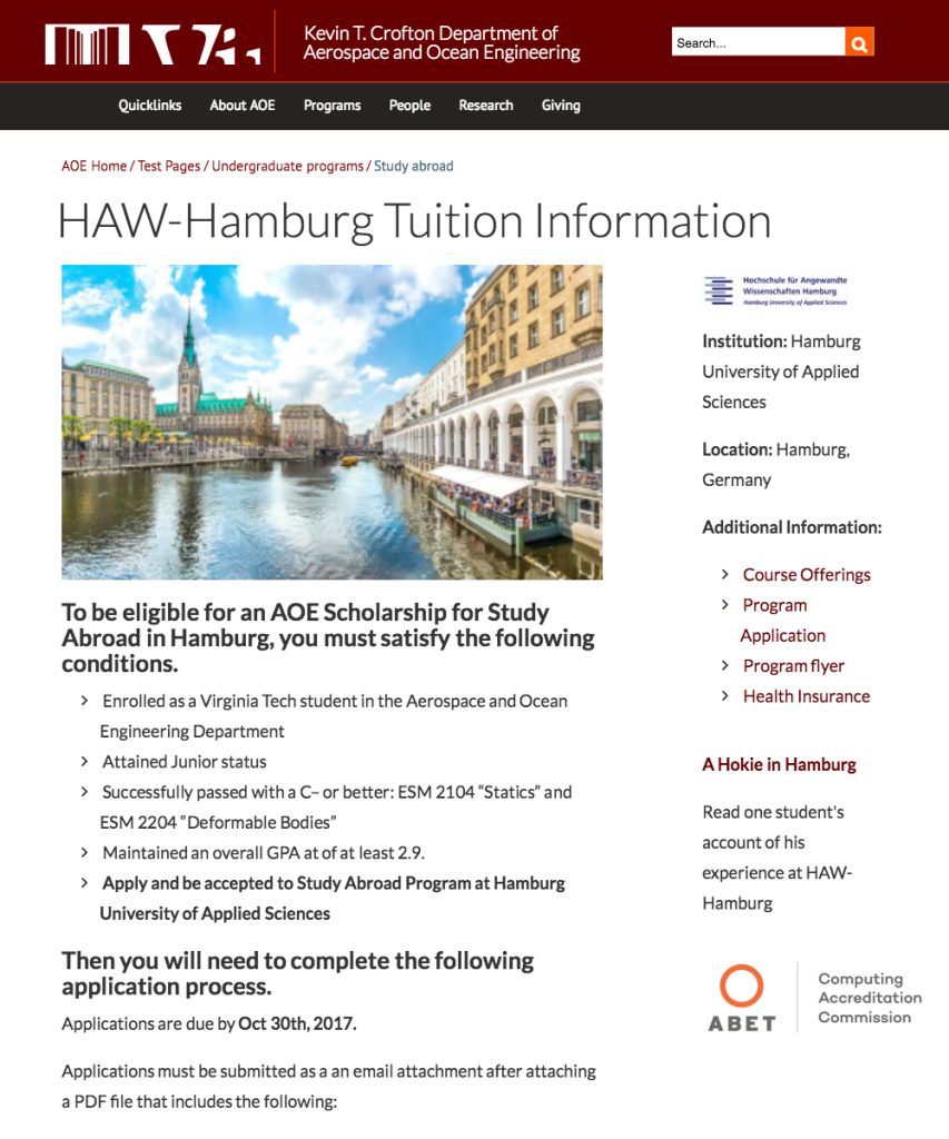 HAWHamburg tuition information Kevin T. Crofton Department of