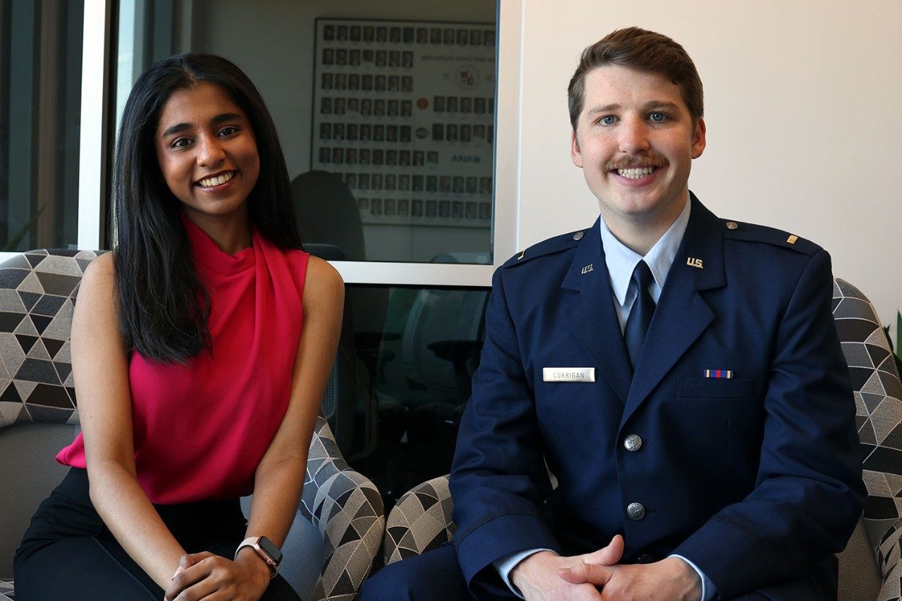 Virginia Tech graduate students Patrick Corrigan and Monica Shanmugam have been recognized as top university talents to watch in the field of aerospace engineering.