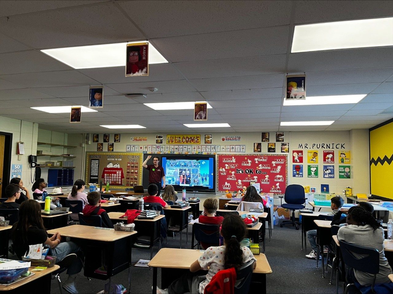 Connor Belt, a first-year Ph.D. student, spent part of his holiday break in an Indiana classroom leading a STEM activity for fourth graders.